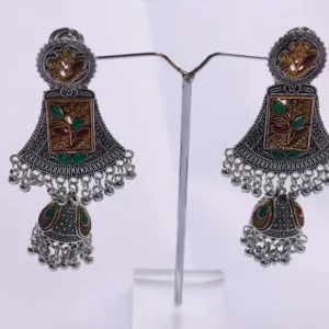 Oxidized Gold and Silver-Plated Jhumka Earrings for a Royal Touch